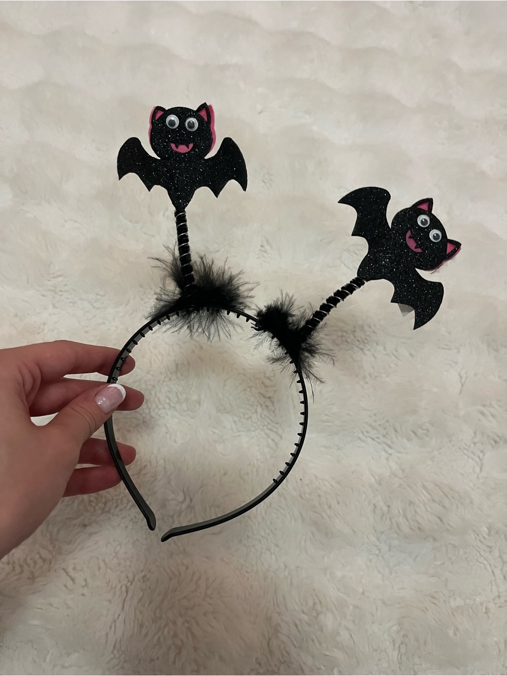 Black Glitter Bat Headband Costume Accessory